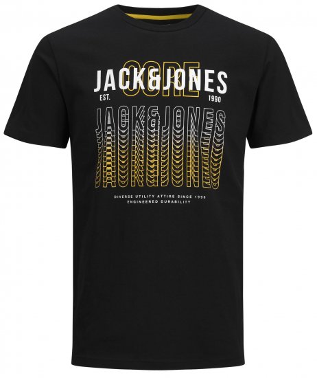 Jack & Jones JJCYBER T-Shirt Black - Tricouri - Tricouri Bărbați Mărimi Mari