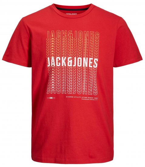 Jack & Jones JJCYBER T-Shirt Red - Tricouri - Tricouri Bărbați Mărimi Mari