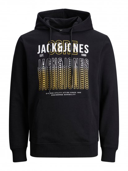 Jack & Jones JJCYBER SWEAT Hoodie Black - Pulovere & hanorace - Pulovere & Hanorace Bărbați Mărimi Mari