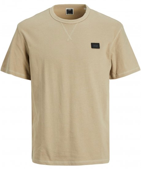 Jack & Jones JCOCLASSIC WAFFLE BADGE TEE Beige - Tricouri - Tricouri Bărbați Mărimi Mari