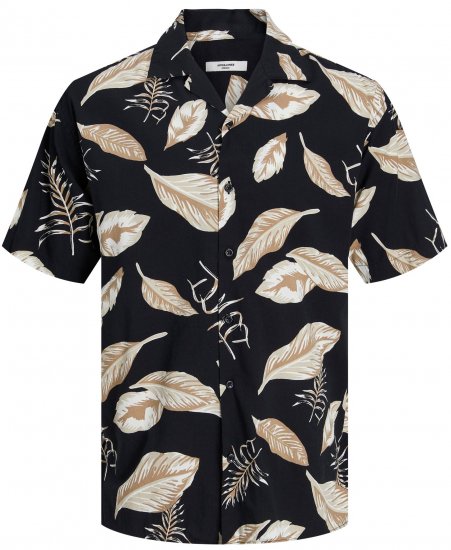 Jack & Jones JPRBLATROPIC Resort Shirt Black - Cămăși - Cămăși Bărbați Mărimi Mari