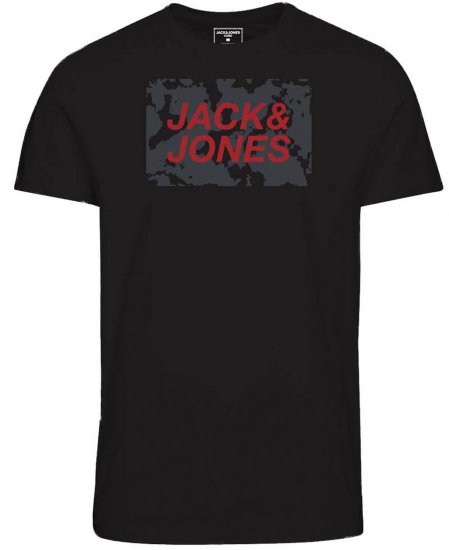 Jack & Jones JCOLAUGE T-Shirt Black - Tricouri - Tricouri Bărbați Mărimi Mari