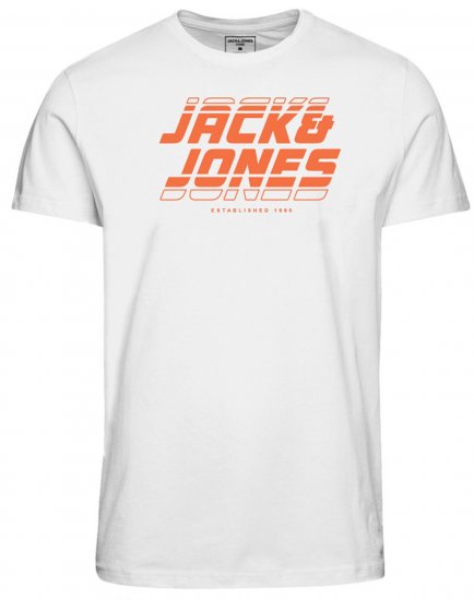 Jack & Jones JCOELLIOT T-Shirt White - Tricouri - Tricouri Bărbați Mărimi Mari