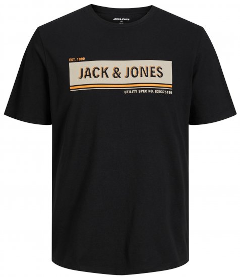 Jack & Jones JCOADAM T-Shirt Black - Tricouri - Tricouri Bărbați Mărimi Mari