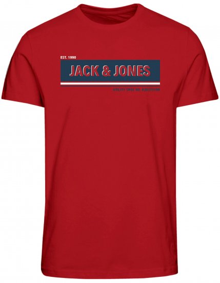 Jack & Jones JCOADAM T-Shirt Pompeian Red - Tricouri - Tricouri Bărbați Mărimi Mari