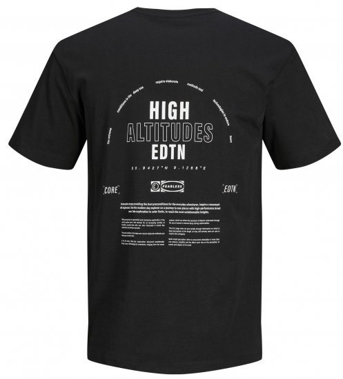 Jack & Jones JCOEDTN T-Shirt with Back Print Black - Tricouri - Tricouri Bărbați Mărimi Mari