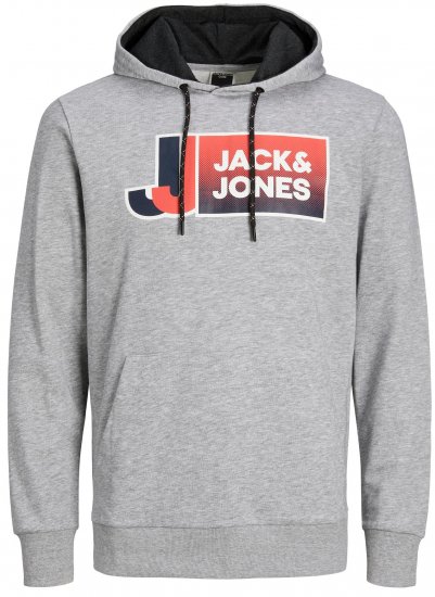Jack & Jones JCOLOGAN Hoodie Light Grey Melange - Pulovere & hanorace - Pulovere & Hanorace Bărbați Mărimi Mari