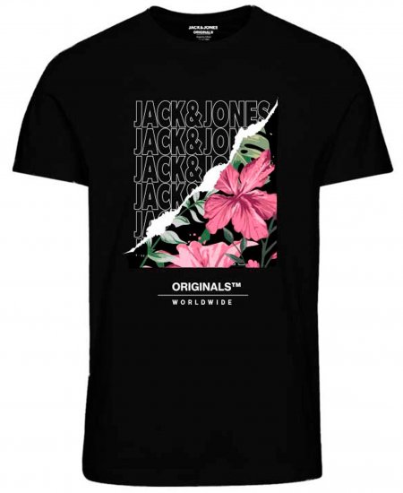 Jack & Jones JORBOOSTER T-Shirt Black - Tricouri - Tricouri Bărbați Mărimi Mari