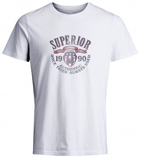 Jack & Jones JPRBLU Vintage T-shirt White - Tricouri - Tricouri Bărbați Mărimi Mari