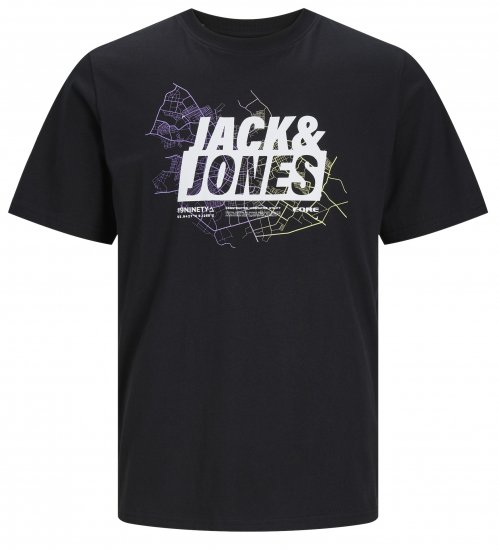 Jack & Jones JCOMAP LOGO T-Shirt Black - Tricouri - Tricouri Bărbați Mărimi Mari