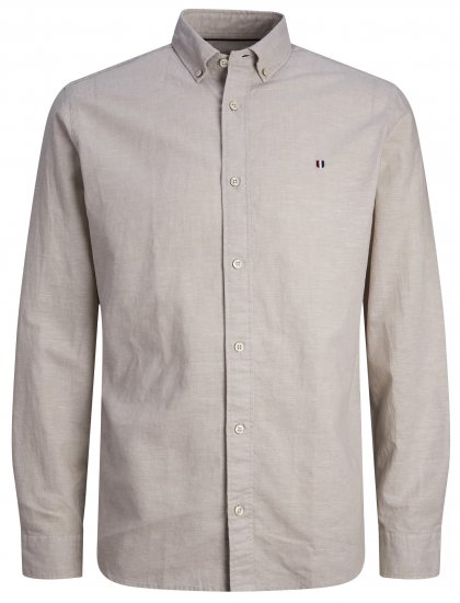 Jack & Jones JPRBLUSUMMER SHIELD LS Shirt Fields Of Rye - Cămăși - Cămăși Bărbați Mărimi Mari