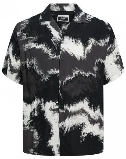 Jack & Jones JCOJEFF AOP Resort Shirt Asphalt - Cămăși - Cămăși Bărbați Mărimi Mari
