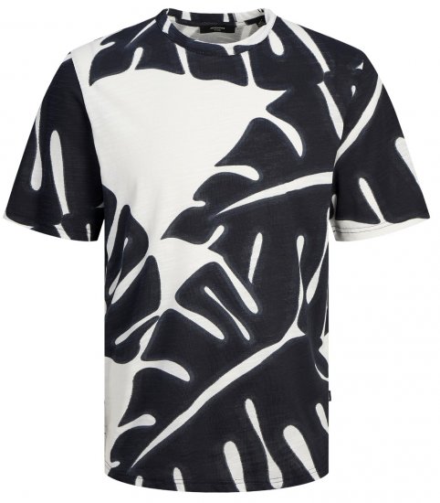 Jack & Jones JPRBLAPALMA AOP T-Shirt Snow White - Tricouri - Tricouri Bărbați Mărimi Mari