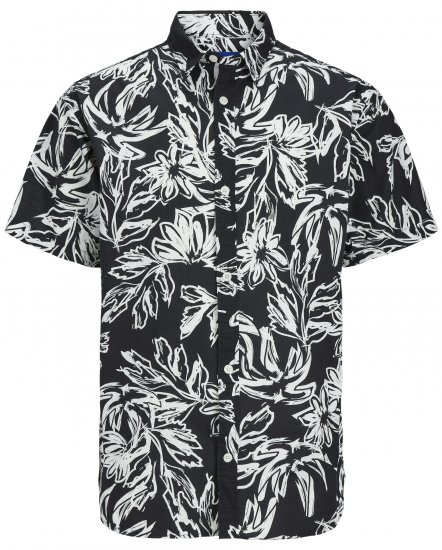 Jack & Jones JORLAFAYETTE AOP Short Sleeve Shirt Black - Cămăși - Cămăși Bărbați Mărimi Mari