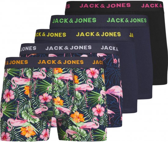 Jack & Jones JACPINK FLAMINGO TRUNKS 5 PACK Navy Blazer - Lenjerie intimă & costum baie - Lenjerie Intimă Bărbați Mărimi Mari