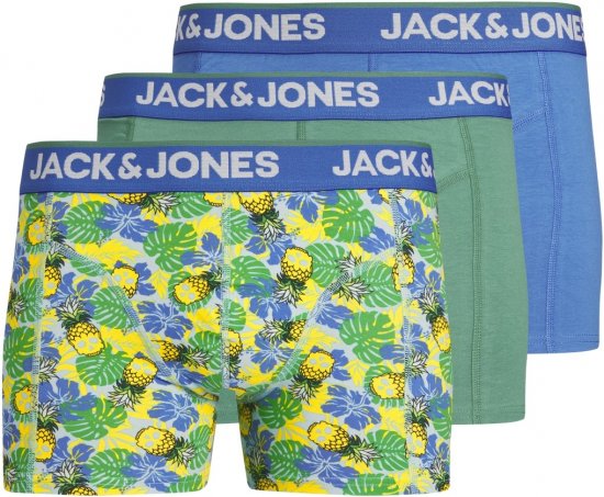 Jack & Jones JACPINEAPPLE SKULL TRUNKS 3 PACK Palace Blue - Lenjerie intimă & costum baie - Lenjerie Intimă Bărbați Mărimi Mari