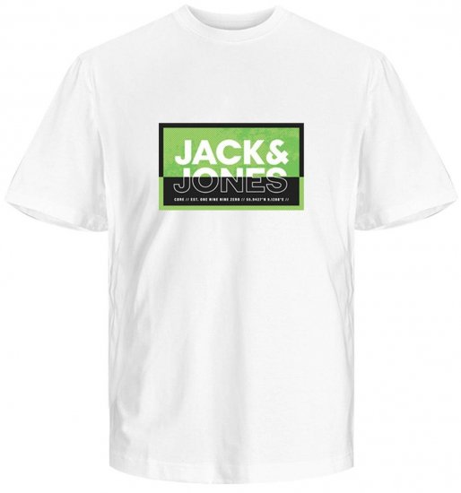 Jack & Jones JCOLOGAN SUMMER PRINT T-Shirt White - Tricouri - Tricouri Bărbați Mărimi Mari
