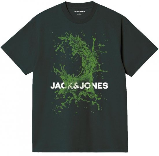 Jack & Jones JCOOCEAN SPLASH T-Shirt Black - Tricouri - Tricouri Bărbați Mărimi Mari