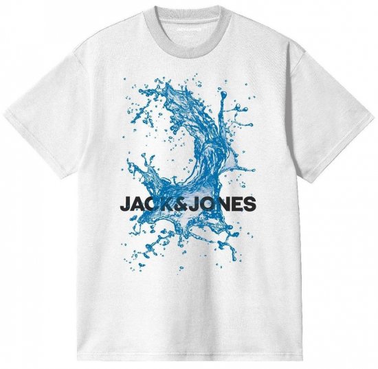 Jack & Jones JCOOCEAN SPLASH T-Shirt White - Tricouri - Tricouri Bărbați Mărimi Mari