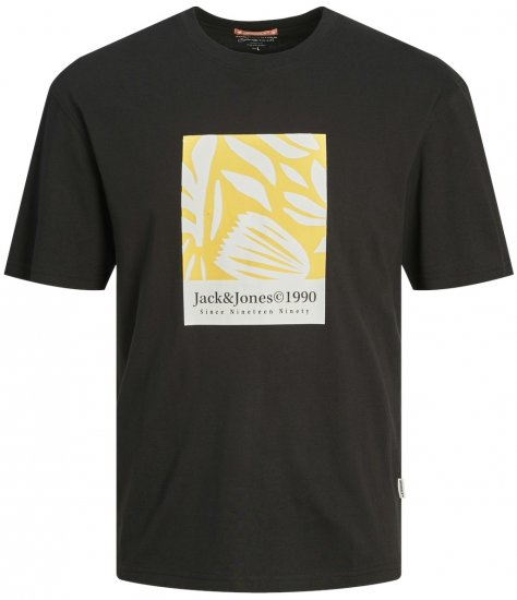 Jack & Jones JORMARBELLA AOP BRANDING T-Shirt Black - Tricouri - Tricouri Bărbați Mărimi Mari