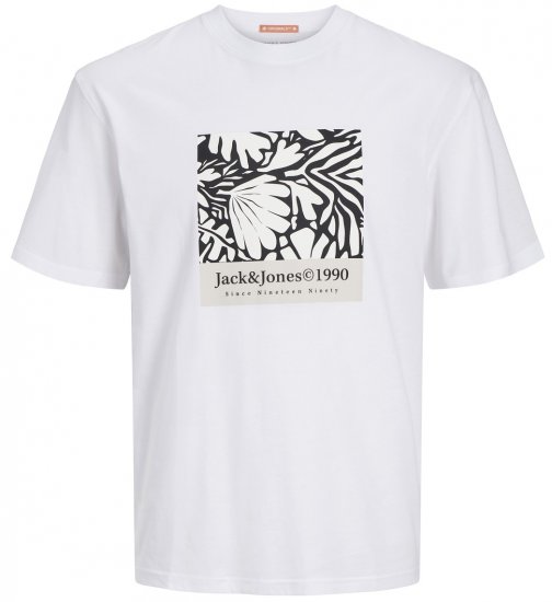  Jack & Jones JORMARBELLA AOP BRANDING T-Shirt Bright White - Tricouri - Tricouri Bărbați Mărimi Mari
