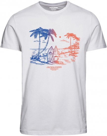 Jack & Jones JORARUBA TEE SS CREW NECK - Bright White - Tricouri - Tricouri Bărbați Mărimi Mari