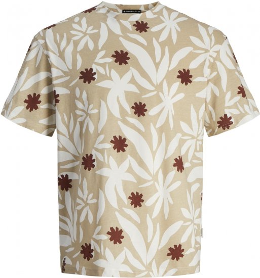 Jack & Jones JORMARBELLA AOP TEE SS CREW NECK PLS Fields Of Rye - Tricouri - Tricouri Bărbați Mărimi Mari