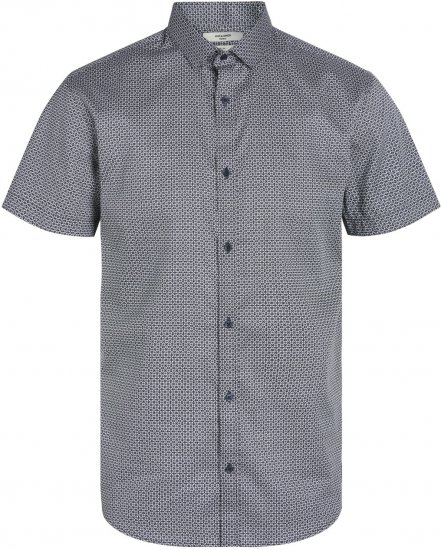 Jack & Jones JPRBLACARDIFF PRINT SHIRT S/S Navy Blazer - Cămăși - Cămăși Bărbați Mărimi Mari