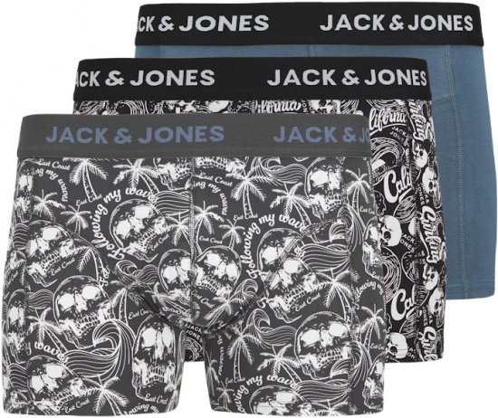 Jack & Jones Damon Skull Trunks 3-Pack Black - Lenjerie intimă & costum baie - Lenjerie Intimă Bărbați Mărimi Mari