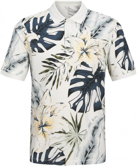 Jack & Jones Hawaii AOP Short Sleeve Polo White - Tricouri polo - Tricouri Polo Bărbați Mărimi Mari