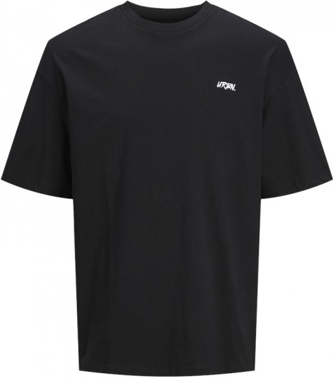 Jack & Jones Script Bradley Crew Neck T-Shirt Black - Tricouri - Tricouri Bărbați Mărimi Mari
