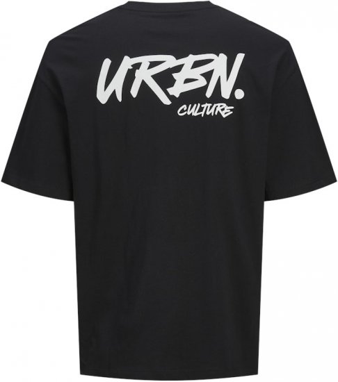Jack & Jones Script Bradley Crew Neck T-Shirt Black - Tricouri - Tricouri Bărbați Mărimi Mari