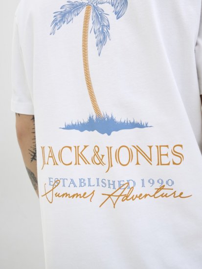 Jack & Jones Summer Vibes Crew Neck T-Shirt White - Tricouri - Tricouri Bărbați Mărimi Mari