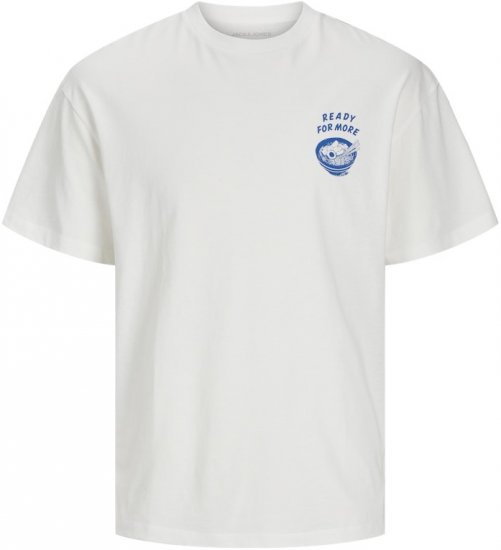 Jack & Jones Charge Crew Neck Printed T-Shirt White - Tricouri - Tricouri Bărbați Mărimi Mari