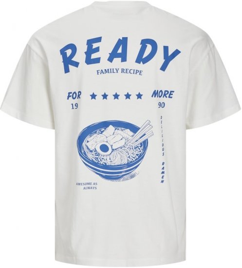 Jack & Jones Charge Crew Neck Printed T-Shirt White - Tricouri - Tricouri Bărbați Mărimi Mari