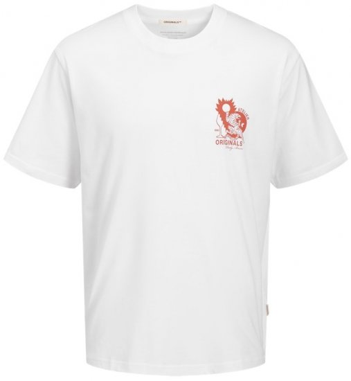  Jack & Jones Bellagio Collage Crew Neck T-Shirt Bright White - Tricouri - Tricouri Bărbați Mărimi Mari