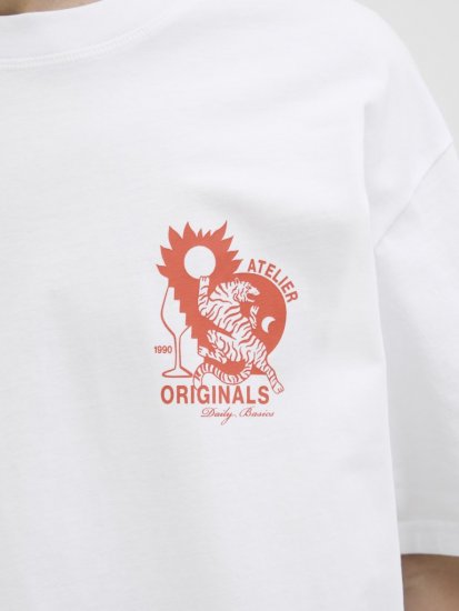  Jack & Jones Bellagio Collage Crew Neck T-Shirt Bright White - Tricouri - Tricouri Bărbați Mărimi Mari