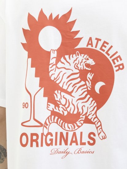  Jack & Jones Bellagio Collage Crew Neck T-Shirt Bright White - Tricouri - Tricouri Bărbați Mărimi Mari