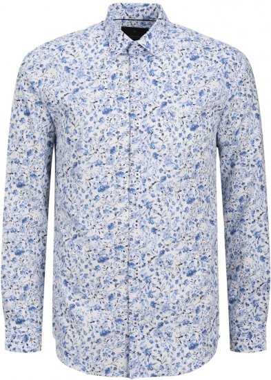 Jack & Jones BARNES Printed Dobby Long Sleeve Shirt Light Blue - Cămăși - Cămăși Bărbați Mărimi Mari