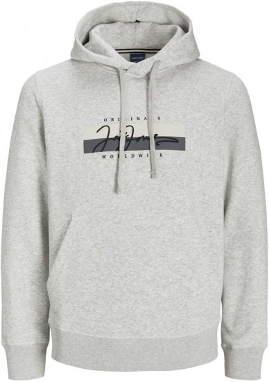 Jack & Jones Frederiksberg Box Script Hoodie White Melange - Pulovere & hanorace - Pulovere & Hanorace Bărbați Mărimi Mari