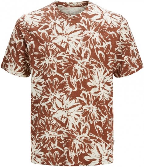 Jack & Jones Split AOP Crew Neck T-Shirt Brown - Tricouri - Tricouri Bărbați Mărimi Mari