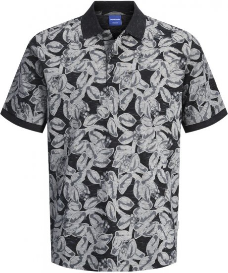 Jack & Jones Split AOP Print Polo Black - Tricouri polo - Tricouri Polo Bărbați Mărimi Mari