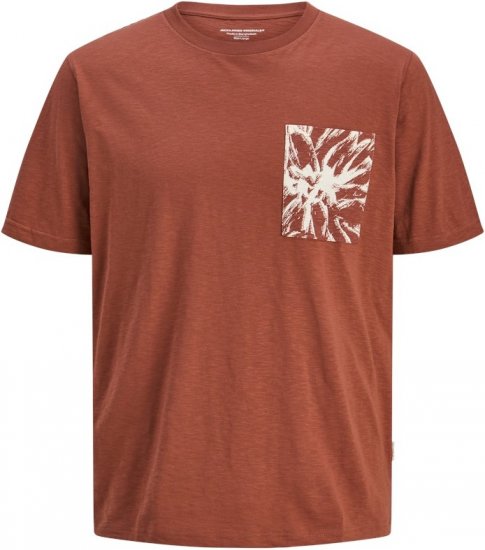 Jack & Jones Split Pocket Print T-Shirt Brown - Tricouri - Tricouri Bărbați Mărimi Mari