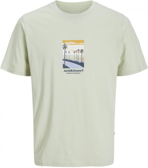 Jack & Jones Split Front Graphic Crew Neck T-Shirt Green - Tricouri - Tricouri Bărbați Mărimi Mari