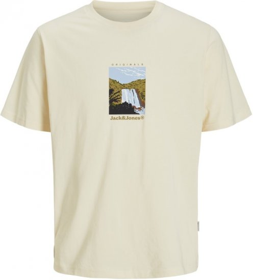 Jack & Jones Split Front Graphic Crew Neck T-Shirt Antique White - Tricouri - Tricouri Bărbați Mărimi Mari
