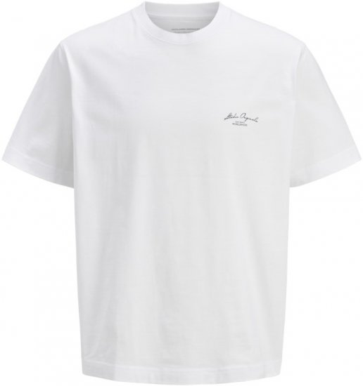 Jack & Jones Lington Back And Front Print Crew Neck T-Shirt Bright White - Tricouri - Tricouri Bărbați Mărimi Mari