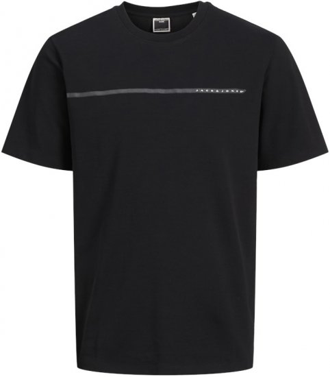 Jack & Jones FUSION Full Branding T-Shirt Black - Tricouri - Tricouri Bărbați Mărimi Mari
