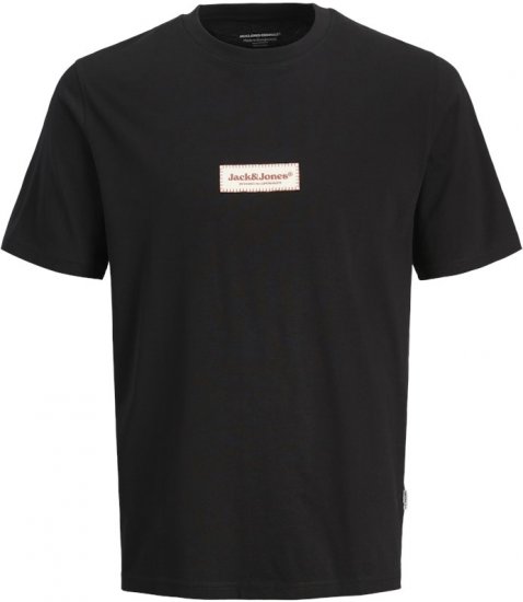 Jack & Jones Split Fakestitch Branding T-Shirt Black - Tricouri - Tricouri Bărbați Mărimi Mari