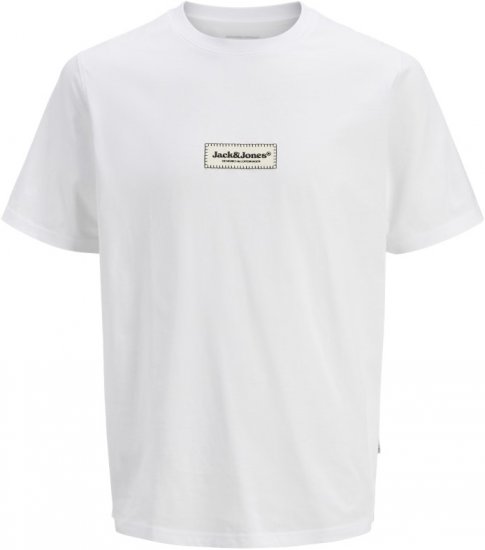 Jack & Jones Split Fakestitch Branding T-Shirt Bright White - Tricouri - Tricouri Bărbați Mărimi Mari
