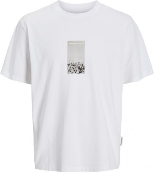 Jack & Jones Pacer Photo Branding Crew Neck T-Shirt Bright White - Tricouri - Tricouri Bărbați Mărimi Mari